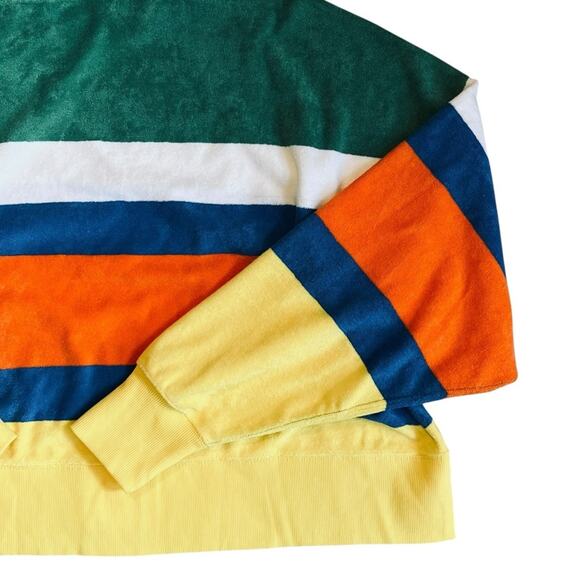 Polo Ralph Lauren Women’s M NWT Cotton Terry Stripe Sweatshirt Cropped Pullover - Picture 12 of 15